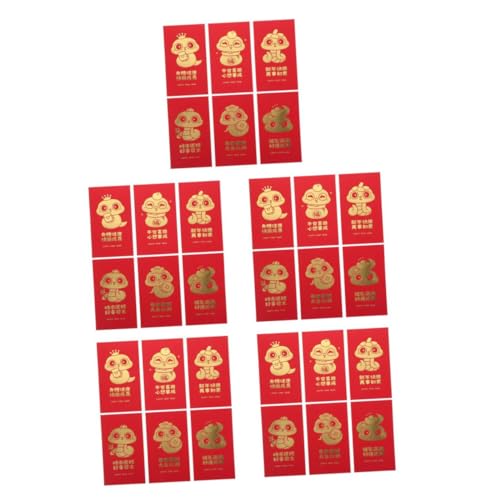 Warmhm 5 Sätze Roter Umschlag Mit Heißprägung Glückliches Geldpaket Schlangenroter Umschlag 2025 Schlange Hongbao Glückstüte Rote Umschläge Zur Hochzeit Mondjahr Papier 24 Stück * 5 von Warmhm