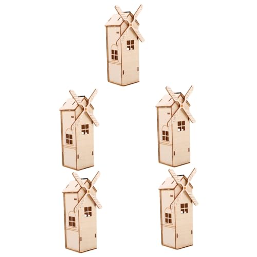 Warmhm 5 Sets Solar Windmühle Aus Holz Woody Spielzeug Modellbausätze Tiny House DIY Stammbausätze Solar Bausatz Für Kinder DIY Engineering Solar Windmühle Experimente DIY von Warmhm