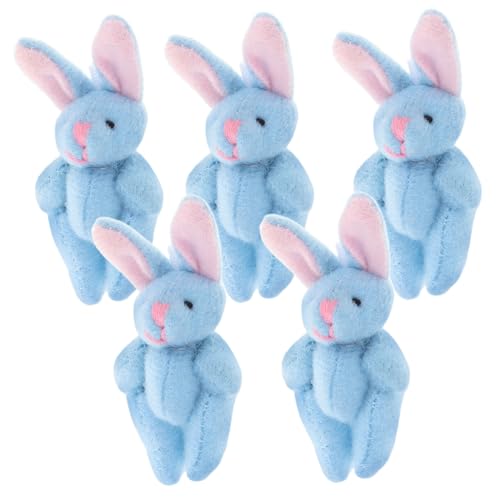 Warmhm 5 Stück Gemeinsames Kaninchen Kleine Kuscheltiere Kleiner Hase Plüsch Mini-kaninchenspielzeug Kleine Hasenpuppe Gegliederter Kaninchenplüsch Mini Stoffhase Sky-Blue Kurzer Plüsch von Warmhm