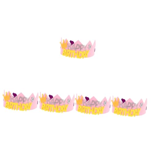 Warmhm 5St Geburtstagshut -Geburtstagsmütze Geburtstagskrone aus geburtstagsgeschenk kopfschmuck stirnbänder Geburtstagskopfbedeckungen für Kinder Geburtstagskronenhüte Rosa von Warmhm