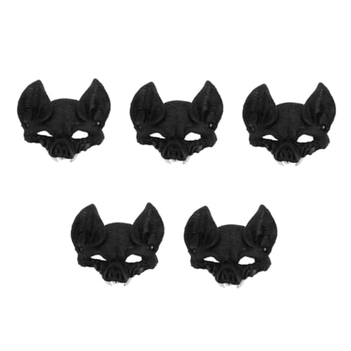 Warmhm 5st Horror-maske Realistische Maske Gruselige Tiermaske Fledermaus-cosplay-masken Vampir-maskerade-maske Halloween-kostümmaske Fledermaus-gesichtsmaske Teufelsmaske Black Plastik von Warmhm