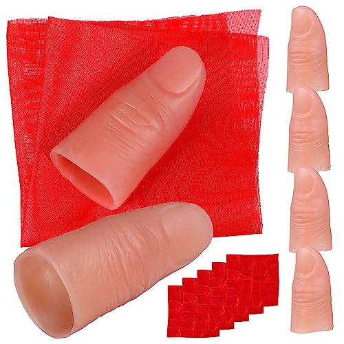 Warmhm 6 Sätze Fingerspitzenmagie (6 Stück) Bausatz Nagelaufbau-Gel Lichthandschuhe Seidenschals falsche Hände seidentuch Silk Turban Party Supplies gefälschter Daumen Zaubertricks Stoff von Warmhm