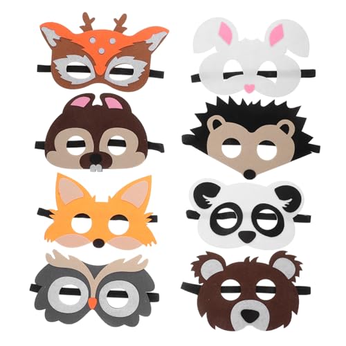 Warmhm 8 Stück Tierische Filzmaske Wendigo Maskerade Zootiermasken Cosplay-tiermasken Masken Mit Tiermotiven Tiermasken Für Kindertier Tier-halloween-maske Waldtier Pore Filzstoff von Warmhm