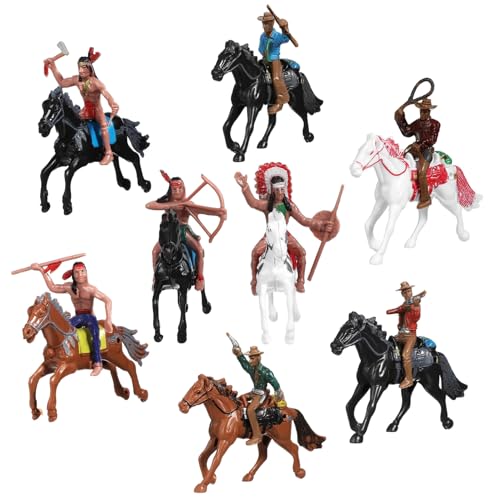 Warmhm 8Pcs Ride Riding Figur Cowboy Actionfiguren Spielzeug Plastik Cowboy -Models Cowboy -Figuren Spielzeug Reiten Figurine Realistische Farmspielzeug Für Kinder Tiersammlung von Warmhm