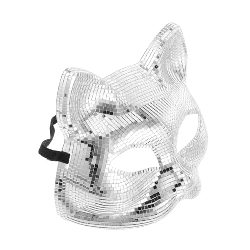 Warmhm Disco-katze-gesichtsmaske Discokugel-kostüm Für Herren Maskenkostüme Für Frauen Disco-kugel-kostüm Hase Gesichtsmaske Chrom-gesichtsmaske Spiegel Kostüm Chrommaske Glas Silver von Warmhm