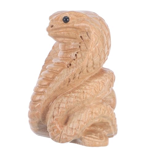 Warmhm Feng Shui Schlangenfigur Aus Holz – Handgeschnitzte Drachen-Skulptur Für Das Jahr Der Schlange 2024 - Chinesisches Ornament Für Erfolg Und Wohlstand 15 cm Hoch von Warmhm