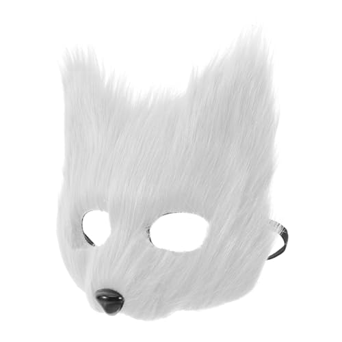 Warmhm Pelzige Maske Plüsch Tiermaske Für Halb Cosplay Halloween Party Maskerade Abschlussball Maske Tier Verkleidung Requisite Weiß von Warmhm