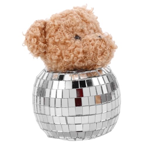 Warmhm Glas-Disco-Spiegel-bär-dekor, Handgefertigt, Disco-bär-Ornament, Tischplatte, Disco-Motto-Events, Kleine Ausgestopfte Bär-Disco-Kugel von Warmhm