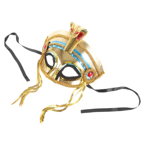 Warmhm Halloween Cosplay Maske Ägyptische Schlangen Kopfstück Damen Goldfarbene Perlen Dekorative Halbgesichtsmaske Für Kostümparty Festival Karneval Warmhm Halloween Cosplay Maske Ägyptische Schlangen Kopfstück Damen Goldfarbene Perlen Dekorative Halbgesichtsmaske Für Kostümparty Festival Karneval von Warmhm