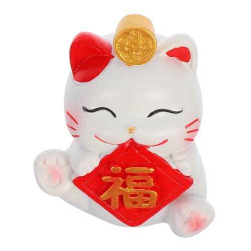 Warmhm Harz-dekor, Glückskatze, Katzenfigur, Solarbetriebene Katze, Niedliches Figuren-Set, Japanischer Glücksbringer, Katze, Schreibtischzubehör, Japanische Raumdekoration von Warmhm