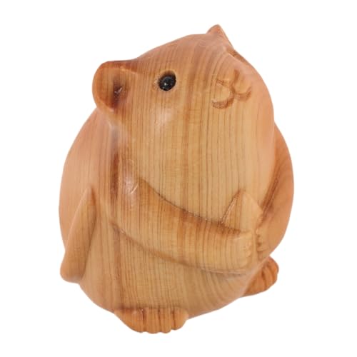 Warmhm Holzschnitzerei Hamster-Statue, Hamster-Figur, Holz Geschnitzte Tierstatue, Holzschnitzerei, Hamster-Ornament, Holz Geschnitzt, Kunsthandwerk, Heimdekoration von Warmhm