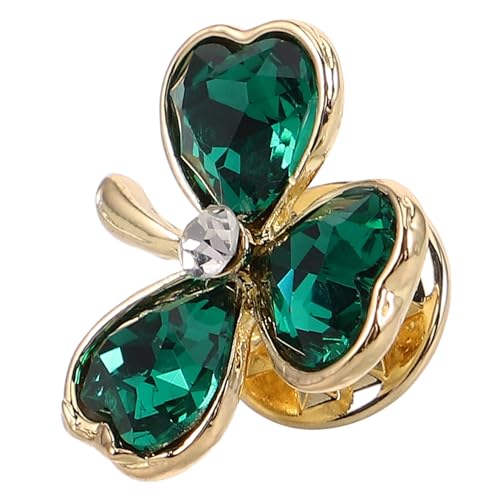 Warmhm Kleeblatt-Brosche Damenbrosche Sicherheitspullover-Clips Kleeblatt-Pin-Gefälligkeiten Kleeblatt-Emaille-Pin Blatt Brosche St. Patricks Day-Pin Blumenbrosche Legierung Dark Green von Warmhm