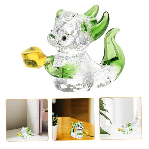 Warmhm Mini-Drachen-Ornamente Figuren Waben-mittelstücke Mit Chinesischem Jahrdrachen Dinosaurier-kuchendekorationen Glückverheißende Drachenfigur Musikfiguren Green Glas von Warmhm