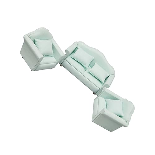 Warmhm Mini Sofagarnitur Für Puppenhäuser Heim Sofa Modell Lichtgrün Teiliges Stoffmöbel Für Kinderzimmer Ideales Zubehör Für DIY Miniatur Szenen von Warmhm