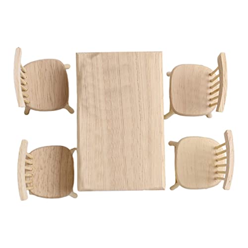 Warmhm Miniatur Tisch Und Stühle Set Für Puppenhaus - 4er Möbel Modell Aus Holz Für Esszimmer Und Wohnzimmer - Ideal Für Mikrolandschaften Und Zubehör von Warmhm