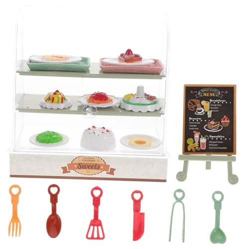 Warmhm Miniatur-kuchenschrank, Küchenspielset, Puppenhaus, Bäckerei-vitrine Mit Verschiedenem Besteck, Mini-Kuchen, Desserts Für Kinder, Rollenspiele, Eltern-Kind-bindungsaktivitäten von Warmhm