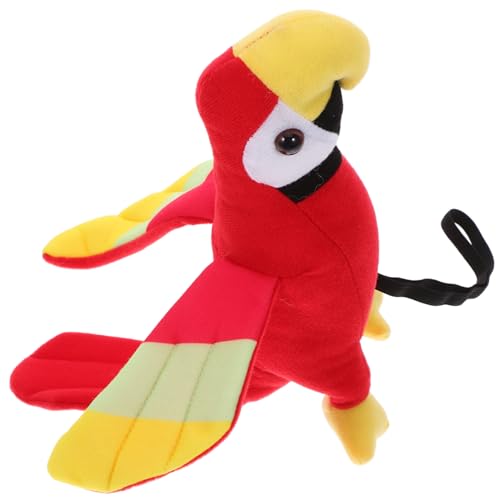 Warmhm Piraten-papageienpuppe Papagei-Ornament Clownnasenkinder Ratte Tier-Schulter-Accessoire Papagei Stofftier Piratenzubehör Für Papagei Kostüm Requisite Figur Krähe Rot Plüsch von Warmhm