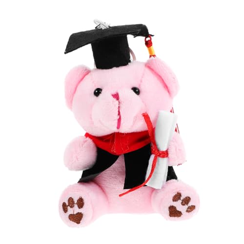 Warmhm Plüschtier-Anhänger cuddly toy little bear abschlussgeschenk plush toy zur Graduation Cartoon-Schlüsselhalter Schlüssel hängende Verzierung DIY-Anhänger PP Baumwolle Rosa von Warmhm