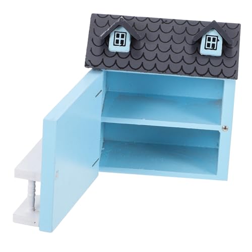 Warmhm Puppenhaus klein winzig Miniaturhäuser Tür wohnaccessoires Tiny House dollhaus spielzeughaus Hausliebhaber dekoratives Musterhaus Mikrovillen Ornament Holz Blue von Warmhm