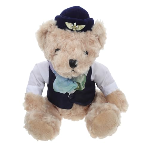 Warmhm Stewardess Stoffbär Flugbegleiterpuppe Pilotenpuppe Für Kleinkinder Pilotenkram Ausgestopftes Bärentier Weicher Stoffbär Süße Bärenpuppe Ausgestopfte Bärenpuppe Tragen Plüsch Blue von Warmhm