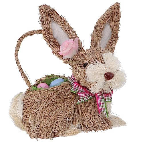 Warmhm Stroh-Kaninchen-Ornament Winzige Tiere Zwerge Kaninchenkäfig Wurf Osterhase Kaninchenpellets Kaninchenstreu Aufbewahrungskörbe Aus Korbgeflecht Gartenschmuck Kleine Enten von Warmhm