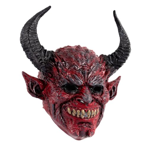 Warmhm Teufelshorn-Kapuzenmaske Tanzmaske Antibeschlagbrille Halloween-Brille Tiermaske Maske Maske Cosplay-Maske Partymasken Hornmaske Teufel Cosplay Maske Halloween-Teufelsmaske RP rot von Warmhm