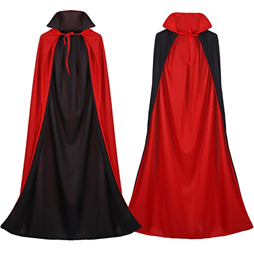 Warmhm Vampir Umhang, 1,4 M Schwarz Rot Erwachsener Halloween Kostüm Umhang, Mäntel Cosplay Vampirumhang für Party Halloween-Maskerade von Warmhm