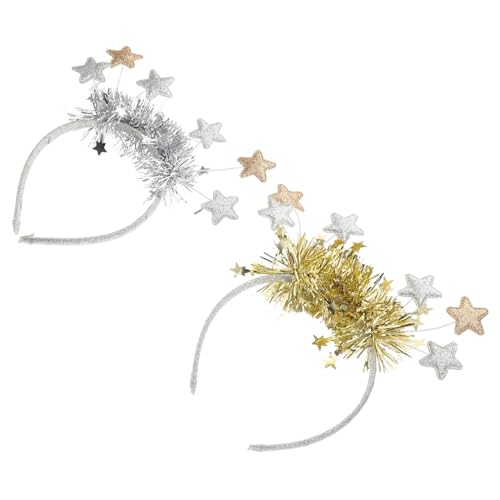 Warmhm Weihnachts-glitzer-party-stirnband-set 2-teilig Funkelnde Pailletten Sterne Neujahrs-accessoire Für Frauen von Warmhm