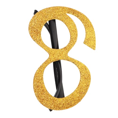 Warmhm Digitale Brille Glitzer-Zahlenbrille Rave-Accessoires Rave-Brille Geburtstagsbrillen- Sonnenbrille Masse Jahrestag Party Brille Stand Requisiten Partybrille Prop Abs Golden von Warmhm