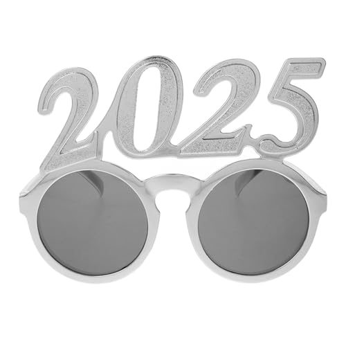 Warmhm digitale Brille Neujahrsbrille Lustige Brille Leichtgewichtige Brille party brille Silvester Brille Weihnachtsbrille 2025 Brille Party-Brillen- Neujahrszahl-Brillen Stk Silver von Warmhm