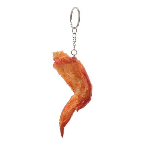 Warmhm schöner Schlüsselanhänger gekochte Hähnchenflügel Hahn Mini-Essen Huhn schlüsselanhänger tier schlusselanhanger schlüsselanhänger Anhänger zum Aufhängen einer Tasche PVC von Warmhm