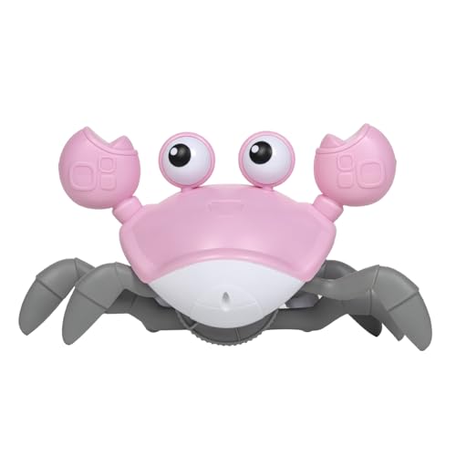 Warmiehomy Crawling Crab Baby Toy für 0-6 6-12 Monate Kleinkind, Baby-Sensorik-Spielzeug mit Musik und Licht für 1-3 Jahre alte Mädchen Jungen Spielzeug Geschenke, Rosa von Warmiehomy