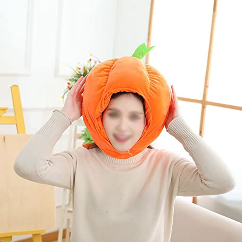 Niedlicher Plüschhut Lustige Neuheit Plüsch Tier Obst Hut Maske Cap Foto Requisiten Dress Up Hut Party Verrückter Hut Cosplay Halloween Party Weihnachten Party Kostüm Kopfbedeckung (Kürbis) von Warmtree