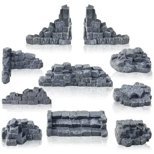 Warmtree Steinmauer-Ruinen für Gelände-Sets, Miniatur-Geländegebäude, Tischzubehör, Diorama-Zubehör, Zug-Landschaft, Eisenbahn-Landschaft, Militär-Layout, Modellkrieg, Gaming-Gelände von Warmtree