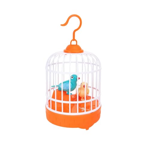 Washranp Vogelkäfig Spielzeug Pädagogisches für Kinder Abnehmbarer Haken Flatternde Flügel Sprachsteuerung Interaktives Simuliertes Vogelmodell Lustiges Geschenk Jungen Orange von Washranp