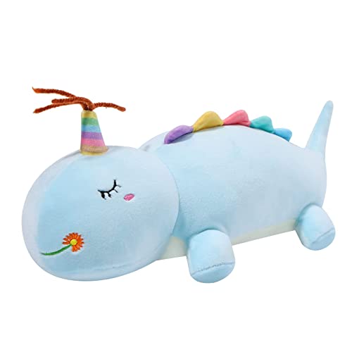 Waslary Dinosaurier Kuscheltier Plüschtiere 80cm,Dino Plüschtier Kissen Stofftier für Weihnachtstag Geburtstag Festival(Blau) von Waslary