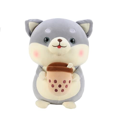 Waslary Shiba Inu Plüschtier Hund Kuscheltier 23cm, Kawaii Plushie für Kinder Freunde Weihnachten Karneval Geburtstag(Grau) von Waslary