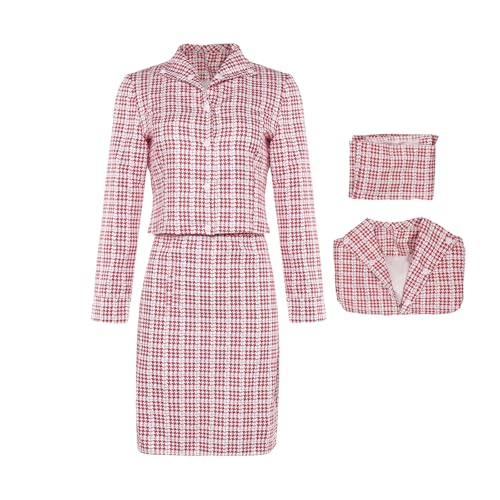 Waslary Invisible Woman Kostüm Erwachsene Susan Storm Cosplay Rot Weiß Karierte Kleidung Damen Oberteil und Rock Business Kleidung Set Waslary Invisible Woman Kostüm Erwachsene Susan Storm Cosplay Rot Weiß Karierte Kleidung Damen Oberteil und Rock Business Kleidung Set von Waslary