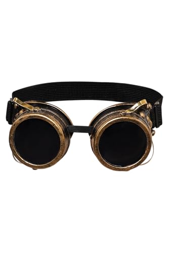 Waslary Steampunk Brille Erwachsene Anime Cosplay Kostüm Zubehör Halloween Kostüm Requisiten (Gold, Einheitsgröße) von Waslary