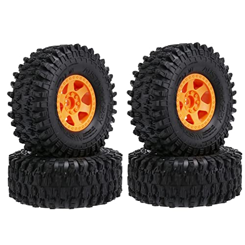 Watlsuz 4 ST¨¹CKE 130 Mm Kunststoff 2.2 Beadlock Felge Reifensatz f¨¹r 1/10 RC Crawler Auto Axial SCX10 Wraith RR10 Capra,Orange von Watlsuz