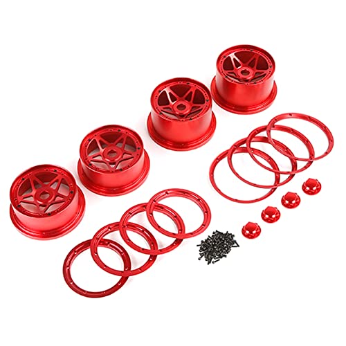 Watlsuz -Metall-Vorder- und Hinterradnaben-Kit f¨¹r 1/5 ROVAN KM Baja 5B RC-Autoteile, Rot von Watlsuz