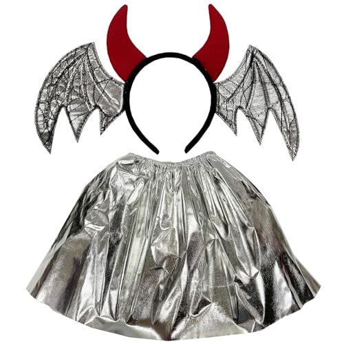 Watreketal Haarreif, glitzerndes Halloween-Teufels-Stirnband-Set, Cosplay-Party, Kopfbedeckung, Haarreif, lustig, dunkles Haarband, Halloween-Kostüm von Watreketal