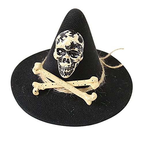 Watreketal Stirnband, Halloween-Hexenhut, Haarspange, Totenkopf-Haarspange für Damen, Hexenhut, Kopfschmuck, Halloween, Party, Mode, Zauberer, Hut, Haarnadel von Watreketal