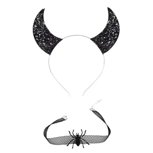 Watreketal Stirnband, Punk-Kopfschmuck, Fledermausflügel, Halloween-Haarreif + Choker, Teufelsflügel, cooles Mädchen-Fledermaus-Themen-Zubehör von Watreketal