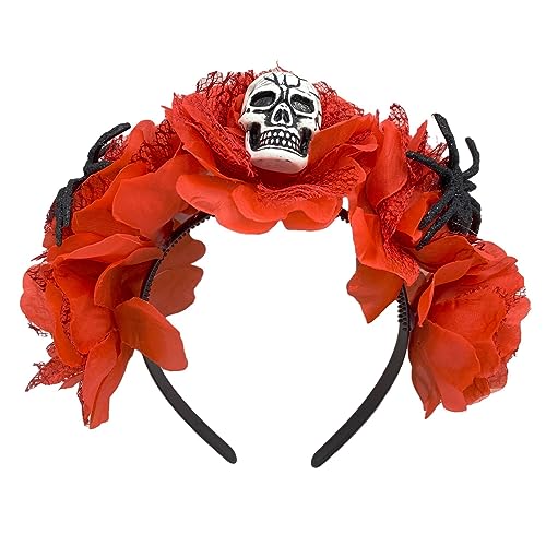 Watreketal Stirnband, gruseliges Halloween-Totenkopf-Stirnband, Spinnen, Cosplay, Party, Kopfbedeckung, Haarreif, lustiges Skelett-Stirnband, Halloween-Verkleidung von Watreketal