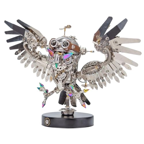 3D Metall Puzzle Eule mit LED, 3D Metall Puzzle Modell Steampunk Modellbau für Erwachsene Jugendliche zum Bauen, DIY Dekoration Sammlung Kunst Kreative Geschenke, 700 Stück von Wauvmoss