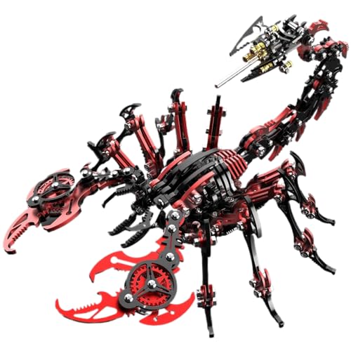 3D-Puzzlesets aus Metall, Skorpion für Erwachsene, Jugendliche, mechanische Montage, ideal für Geschenke und Dekorationen, 454 Stück (rot-schwarz) von Wauvmoss