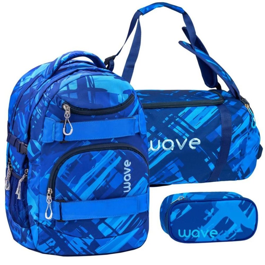 Wave Schulrucksack Set DEEP OCEAN 3teilig mit Sporttasche und Schlamper von Wave