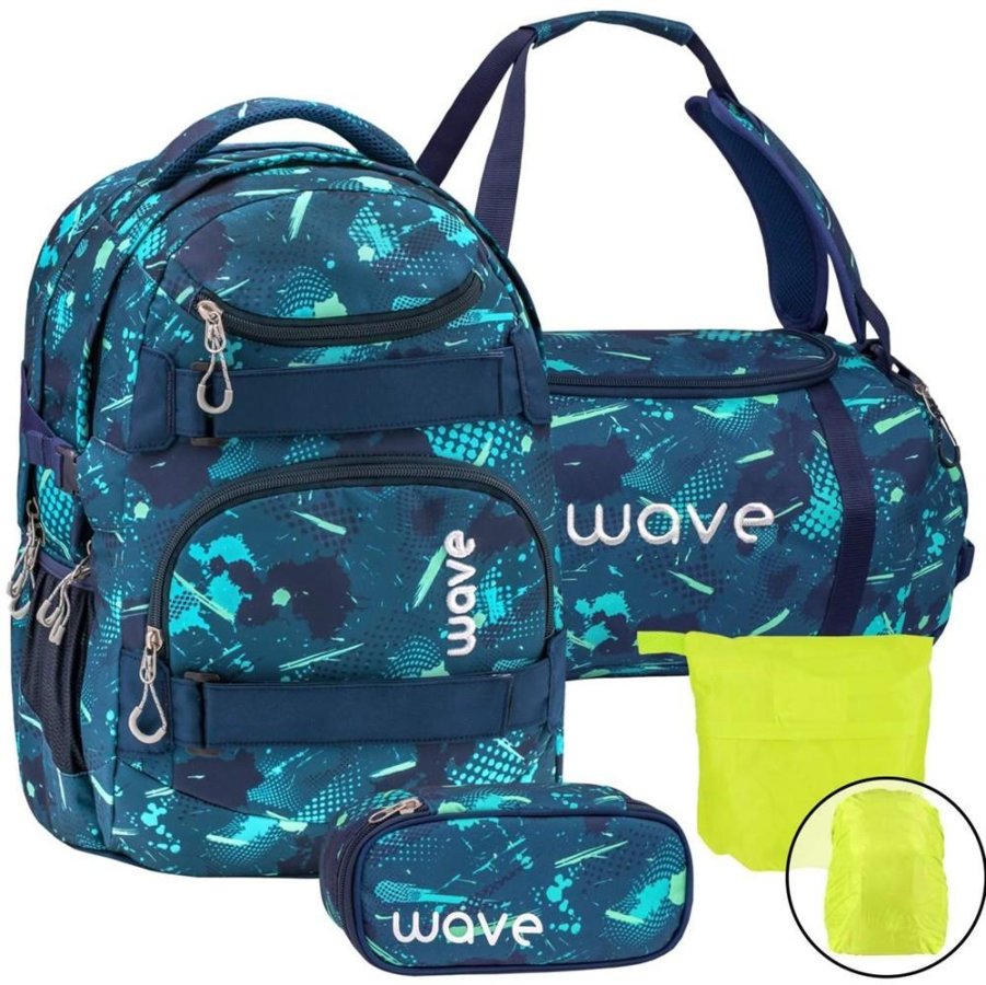 Wave Schulrucksack Set FANTASY 4teilig mit Sporttasche Schlamper und Regenschutz von Wave