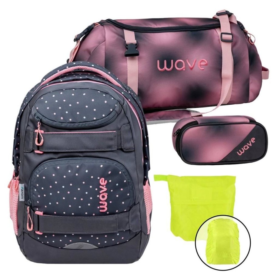 Wave Schulrucksack Set Infinity Move "Dots Pinky" mit Regenschutz von Wave